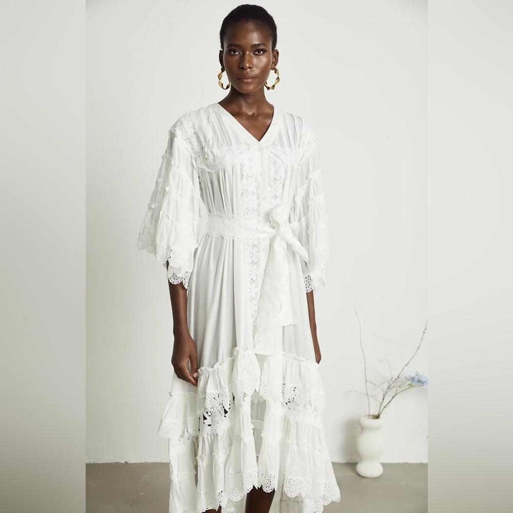 Elegant White High Low Lace Dress